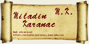 Miladin Karanac vizit kartica